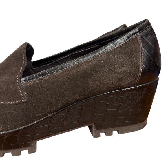 Donald J Pliner Riza Womens Brown Wedge Suede Leather Slip On Shoes Loafers 8.5 - Picture 9 of 16